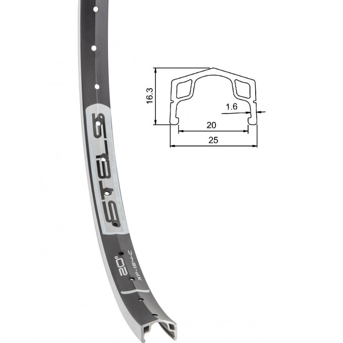 Обод 20" XD-154-A CNC 36Н одинарный, чёрный 330116