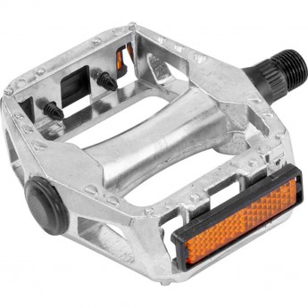 Педали BLF-B11 ось 9/16" со светоотражателями, алюминиевые серебристые
