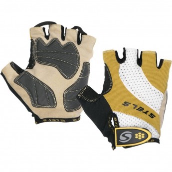 Велоперчатки STELS CG-1180 бело-коричнево-чёрные размер XS